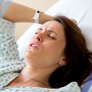 woman in hospital bed